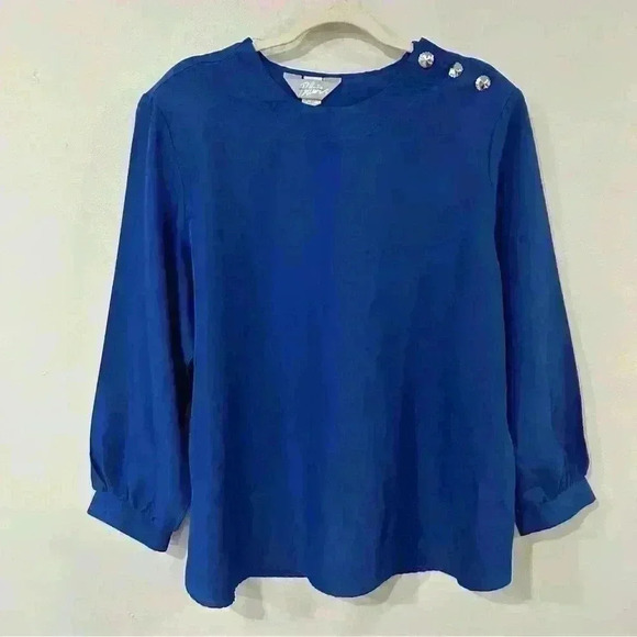 Vintage Blair Long Sleeve Royal Blue Blouse Shirt Women’s Size X-Large - Picture 1 of 4